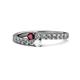 1 - Delise 3.40mm Round Ruby and White Sapphire with Side Diamonds Bypass Ring 
