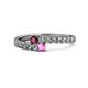 1 - Delise 3.40mm Round Ruby and Pink Sapphire with Side Diamonds Bypass Ring 