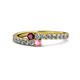 1 - Delise 3.40mm Round Ruby and Pink Tourmaline with Side Diamonds Bypass Ring 