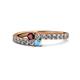 1 - Delise 3.40mm Round Ruby and Blue Topaz with Side Diamonds Bypass Ring 