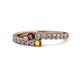 1 - Delise 3.40mm Round Ruby and Citrine with Side Diamonds Bypass Ring 