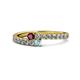 1 - Delise 3.40mm Round Ruby and Aquamarine with Side Diamonds Bypass Ring 
