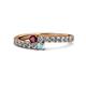 1 - Delise 3.40mm Round Ruby and Aquamarine with Side Diamonds Bypass Ring 