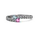 1 - Delise 3.40mm Round Aquamarine and Pink Sapphire with Side Diamonds Bypass Ring 