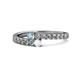 1 - Delise 3.40mm Round Aquamarine and White Sapphire with Side Diamonds Bypass Ring 