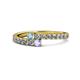1 - Delise 3.40mm Round Aquamarine and Tanzanite with Side Diamonds Bypass Ring 