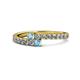 1 - Delise 3.40mm Round Aquamarine and Blue Topaz with Side Diamonds Bypass Ring 