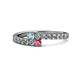 1 - Delise 3.40mm Round Aquamarine and Rhodolite Garnet with Side Diamonds Bypass Ring 