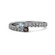 1 - Delise 3.40mm Round Aquamarine and Red Garnet with Side Diamonds Bypass Ring 
