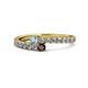 1 - Delise 3.40mm Round Aquamarine and Red Garnet with Side Diamonds Bypass Ring 