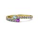 1 - Delise 3.40mm Round Aquamarine and Amethyst with Side Diamonds Bypass Ring 