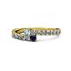 1 - Delise 3.40mm Round Aquamarine and Blue Sapphire with Side Diamonds Bypass Ring 