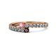 1 - Delise 3.40mm Round Pink Tourmaline and Red Garnet with Side Diamonds Bypass Ring 