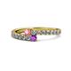 1 - Delise 3.40mm Round Pink Tourmaline and Amethyst with Side Diamonds Bypass Ring 