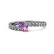 1 - Delise 3.40mm Round Amethyst and Pink Sapphire with Side Diamonds Bypass Ring 