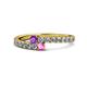 1 - Delise 3.40mm Round Amethyst and Pink Sapphire with Side Diamonds Bypass Ring 
