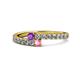 1 - Delise 3.40mm Round Amethyst and Pink Tourmaline with Side Diamonds Bypass Ring 
