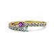 1 - Delise 3.40mm Round Amethyst and Aquamarine with Side Diamonds Bypass Ring 