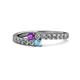 1 - Delise 3.40mm Round Amethyst and Blue Topaz with Side Diamonds Bypass Ring 