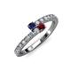 3 - Delise 3.40mm Round Blue Sapphire and Ruby with Side Diamonds Bypass Ring 