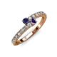 3 - Delise 3.40mm Round Blue Sapphire and Iolite with Side Diamonds Bypass Ring 