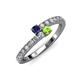 3 - Delise 3.40mm Round Blue Sapphire and Peridot with Side Diamonds Bypass Ring 