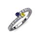 3 - Delise 3.40mm Round Blue and Yellow Sapphire with Side Diamonds Bypass Ring 