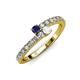 3 - Delise 3.40mm Round Blue and White Sapphire with Side Diamonds Bypass Ring 