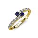 3 - Delise 3.40mm Round Blue Sapphire with Side Diamonds Bypass Ring 