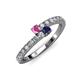 3 - Delise 3.40mm Round Pink and Blue Sapphire with Side Diamonds Bypass Ring 