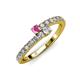 3 - Delise 3.40mm Round Pink Sapphire and Diamond with Side Diamonds Bypass Ring 