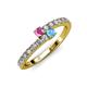 3 - Delise 3.40mm Round Pink Sapphire and Blue Topaz with Side Diamonds Bypass Ring 