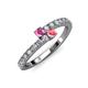 3 - Delise 3.40mm Round Pink Sapphire and Pink Tourmaline with Side Diamonds Bypass Ring 