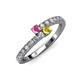 3 - Delise 3.40mm Round Pink and Yellow Sapphire with Side Diamonds Bypass Ring 