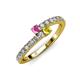 3 - Delise 3.40mm Round Pink and Yellow Sapphire with Side Diamonds Bypass Ring 