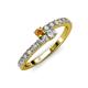 3 - Delise 3.40mm Round Citrine and Diamond with Side Diamonds Bypass Ring 