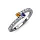 3 - Delise 3.40mm Round Citrine and Iolite with Side Diamonds Bypass Ring 