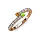 3 - Delise 3.40mm Round Citrine and Peridot with Side Diamonds Bypass Ring 