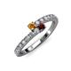 3 - Delise 3.40mm Round Citrine and Red Garnet with Side Diamonds Bypass Ring 