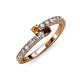 3 - Delise 3.40mm Round Citrine and Red Garnet with Side Diamonds Bypass Ring 