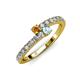 3 - Delise 3.40mm Round Citrine and Aquamarine with Side Diamonds Bypass Ring 