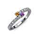 3 - Delise 3.40mm Round Citrine and Amethyst with Side Diamonds Bypass Ring 