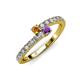 3 - Delise 3.40mm Round Citrine and Amethyst with Side Diamonds Bypass Ring 