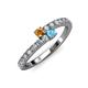 3 - Delise 3.40mm Round Citrine and Blue Topaz with Side Diamonds Bypass Ring 