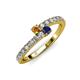 3 - Delise 3.40mm Round Citrine and Blue Sapphire with Side Diamonds Bypass Ring 