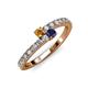 3 - Delise 3.40mm Round Citrine and Blue Sapphire with Side Diamonds Bypass Ring 