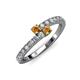 3 - Delise 3.40mm Round Citrine with Side Diamonds Bypass Ring 