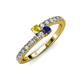 3 - Delise 3.40mm Round Yellow and Blue Sapphire with Side Diamonds Bypass Ring 