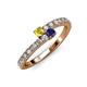 3 - Delise 3.40mm Round Yellow and Blue Sapphire with Side Diamonds Bypass Ring 