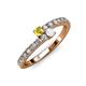 3 - Delise 3.40mm Round Yellow and White Sapphire with Side Diamonds Bypass Ring 